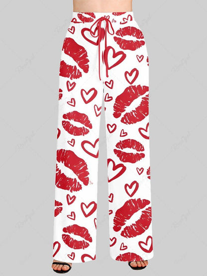 Heart Lips Print Pajama and Wide Leg Pants Dog and Owner Matching Outfits