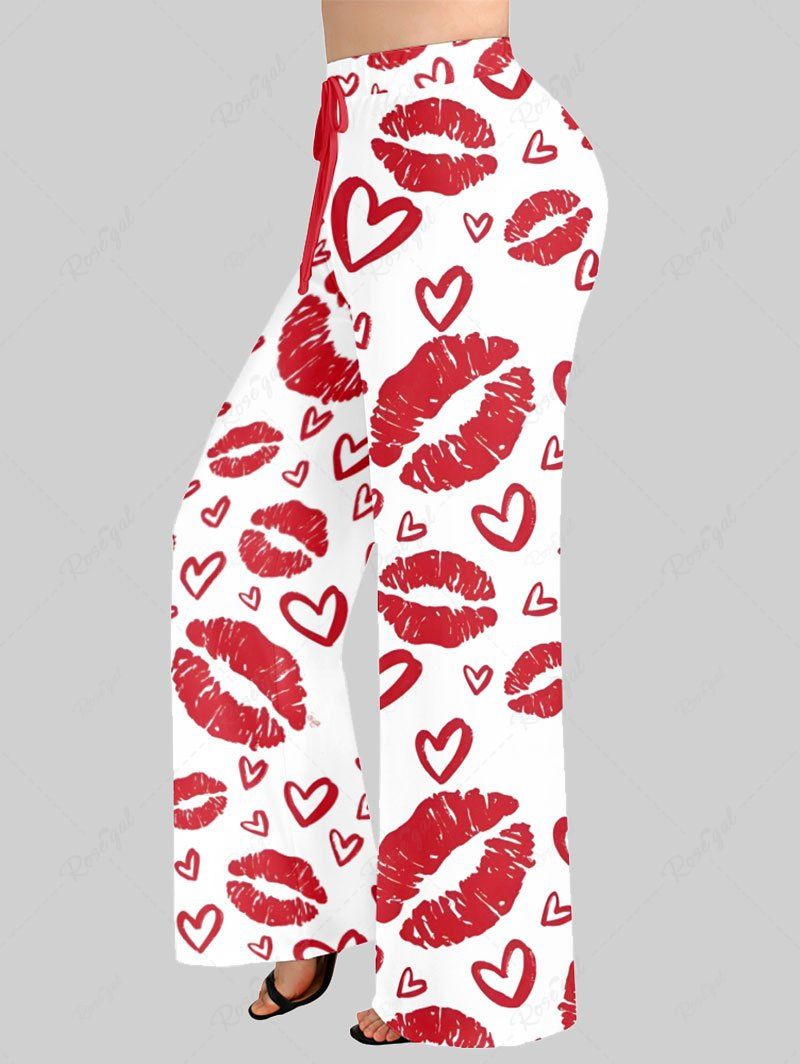 Heart Lips Print Pajama and Wide Leg Pants Dog and Owner Matching Outfits