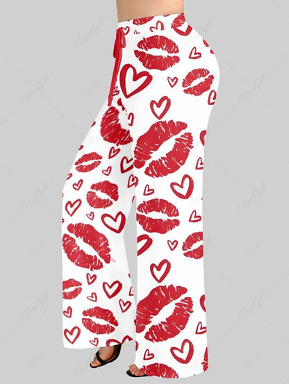 Heart Lips Print Pajama and Wide Leg Pants Dog and Owner Matching Outfits