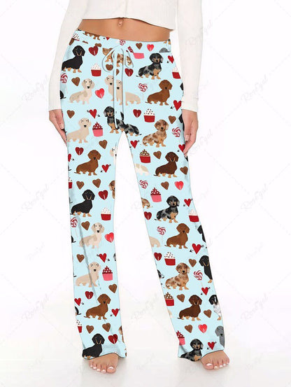 Dogs Heart Printed Pajama and Wide Leg Pants Dog and Owner Matching Outfits