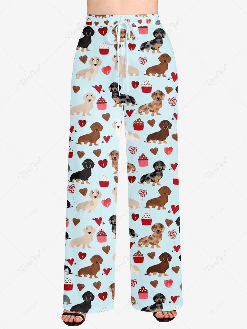 Dogs Heart Printed Pajama and Wide Leg Pants Dog and Owner Matching Outfits