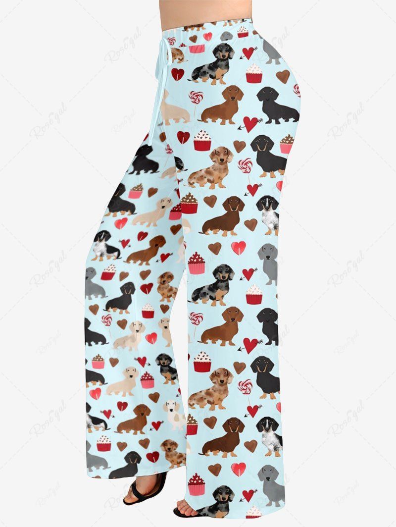 Dogs Heart Printed Pajama and Wide Leg Pants Dog and Owner Matching Outfits