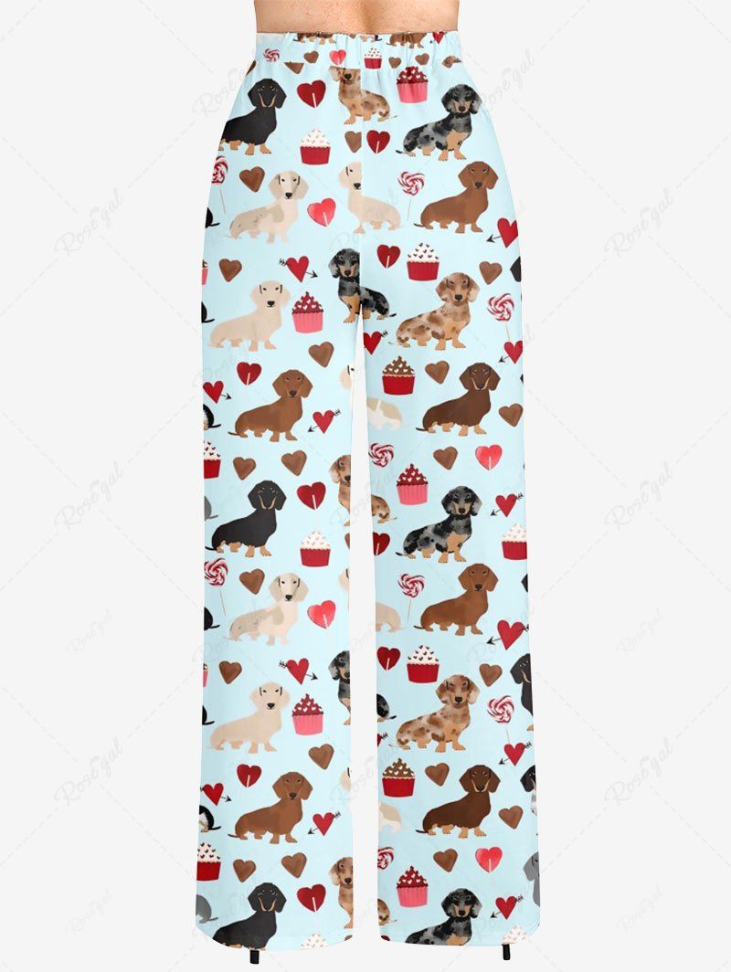 Dogs Heart Printed Pajama and Wide Leg Pants Dog and Owner Matching Outfits