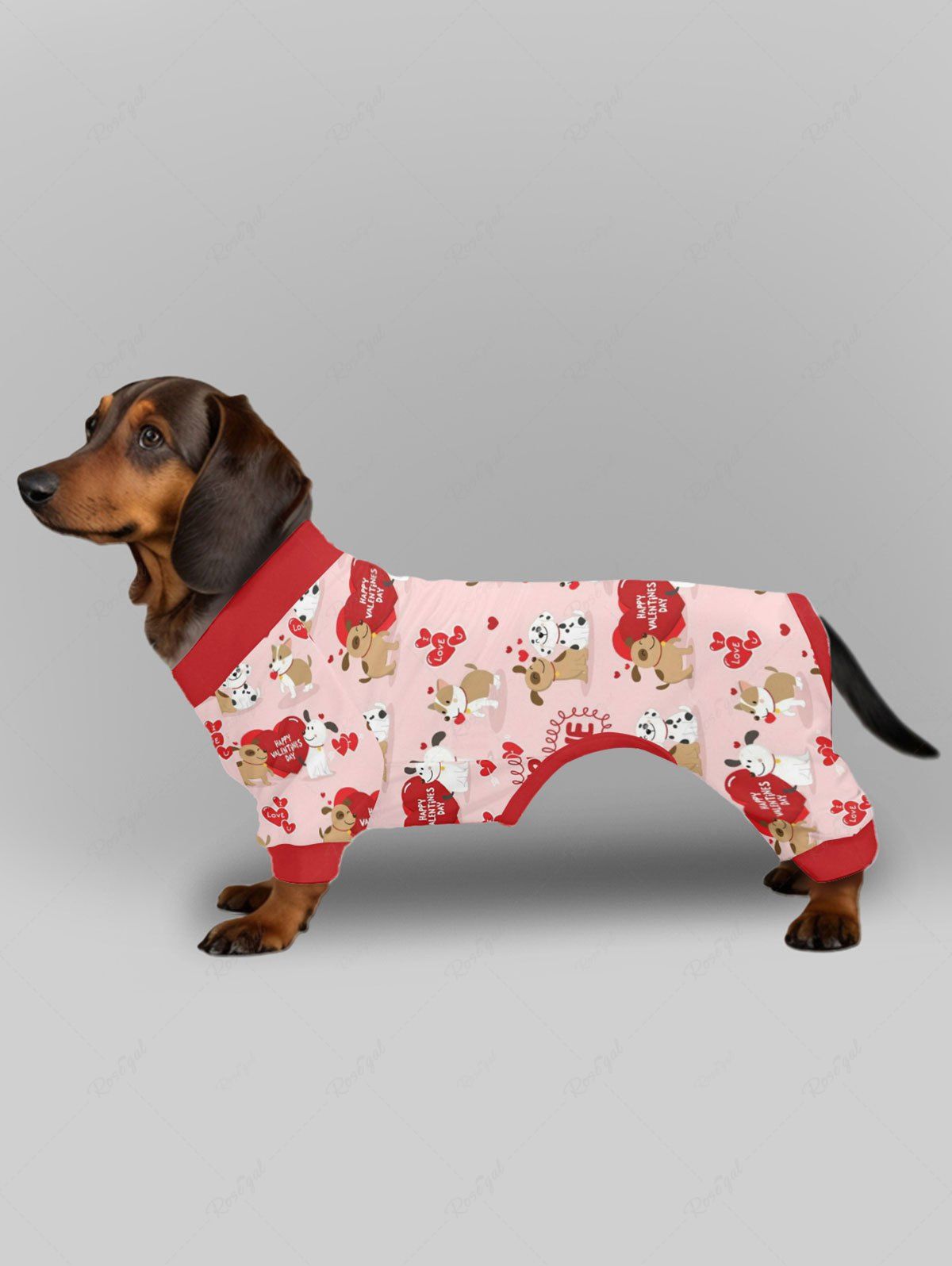 Pet's Dog Lovers Heart Letters Printed Valentines Button Pajama