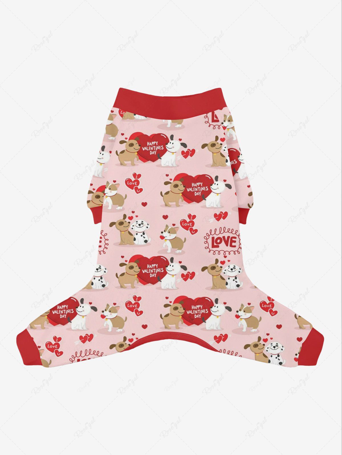 Pet's Dog Lovers Heart Letters Printed Valentines Button Pajama