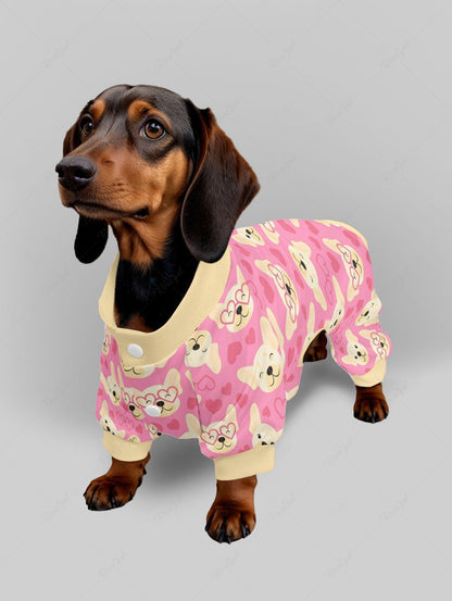 Pet's Cute Dog Heart Printed Valentines Button Pajama