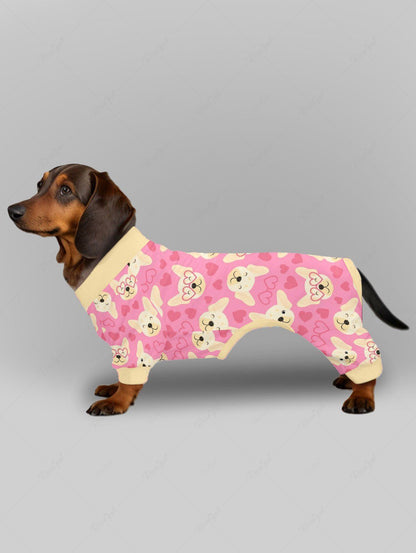 Pet's Cute Dog Heart Printed Valentines Button Pajama