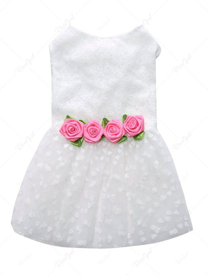 Pet's Rose Flower Lace Mesh Dress