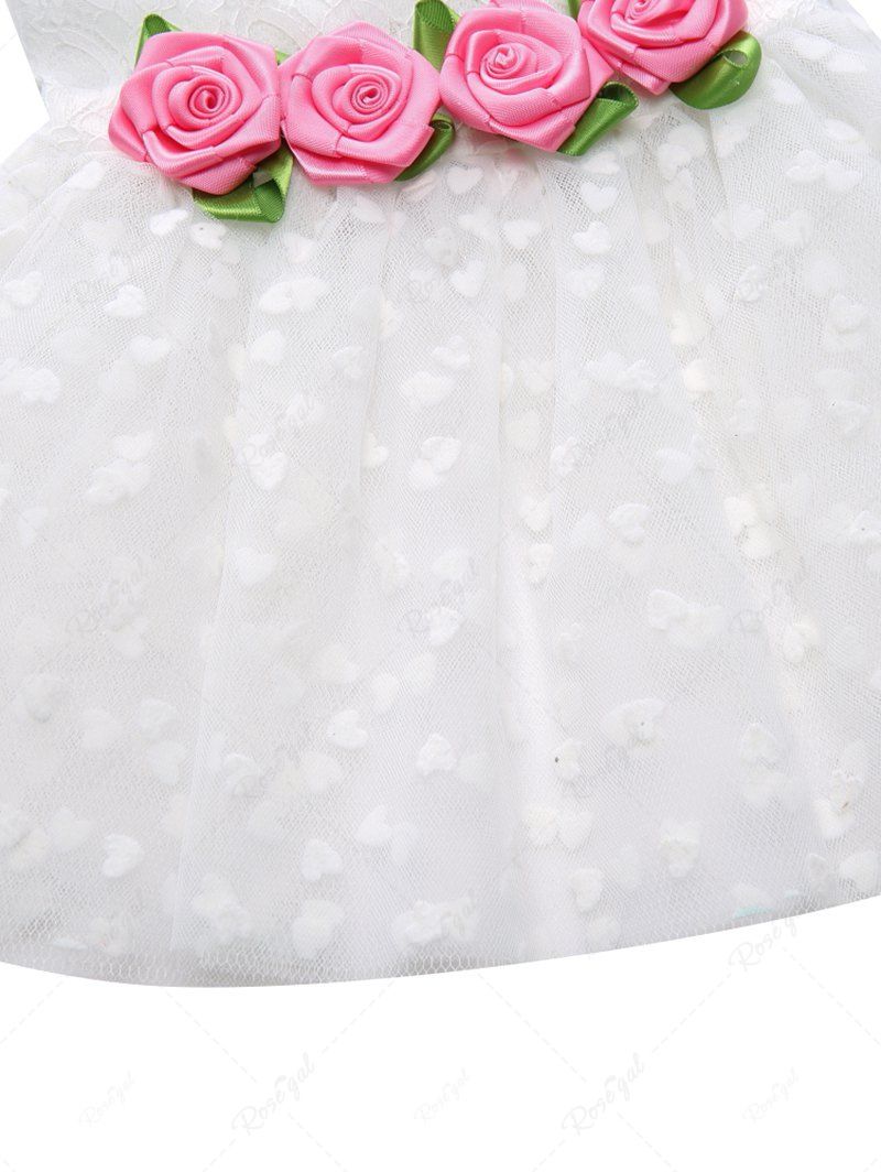 Pet's Rose Flower Lace Mesh Dress