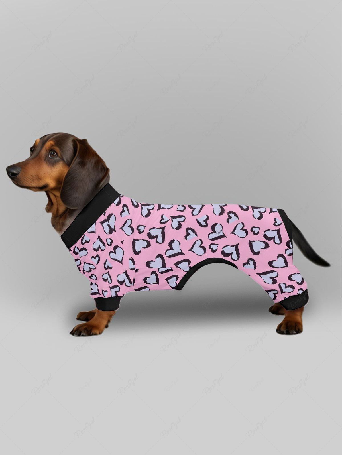 Heart Contrast Piping Printed Button Pajama and Wide Leg Pants Dog and Owner Matching Outfits