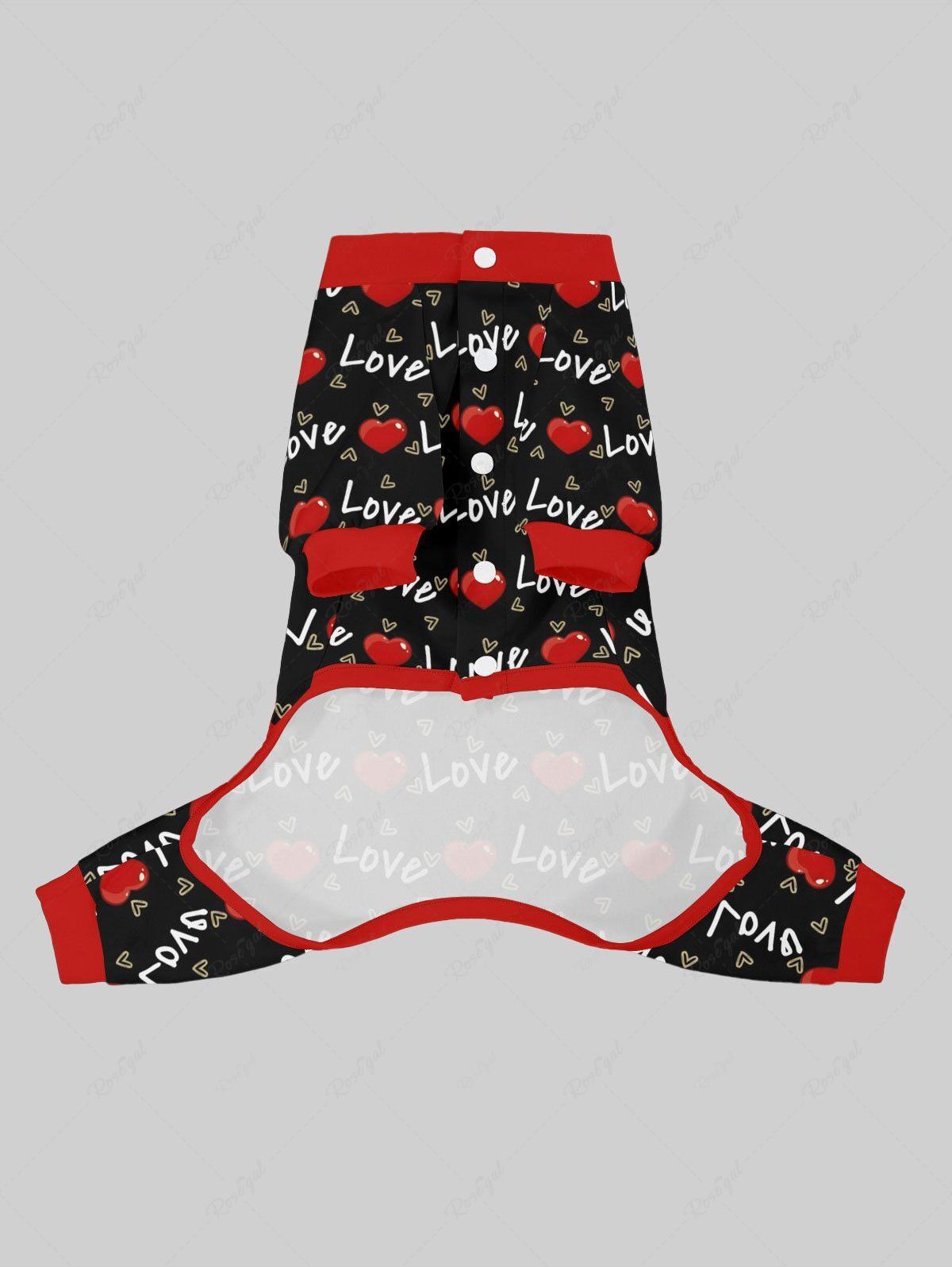 Love Letter Heart Print Button Pajama and Wide Leg Pants Dog and Owner Matching Outfits