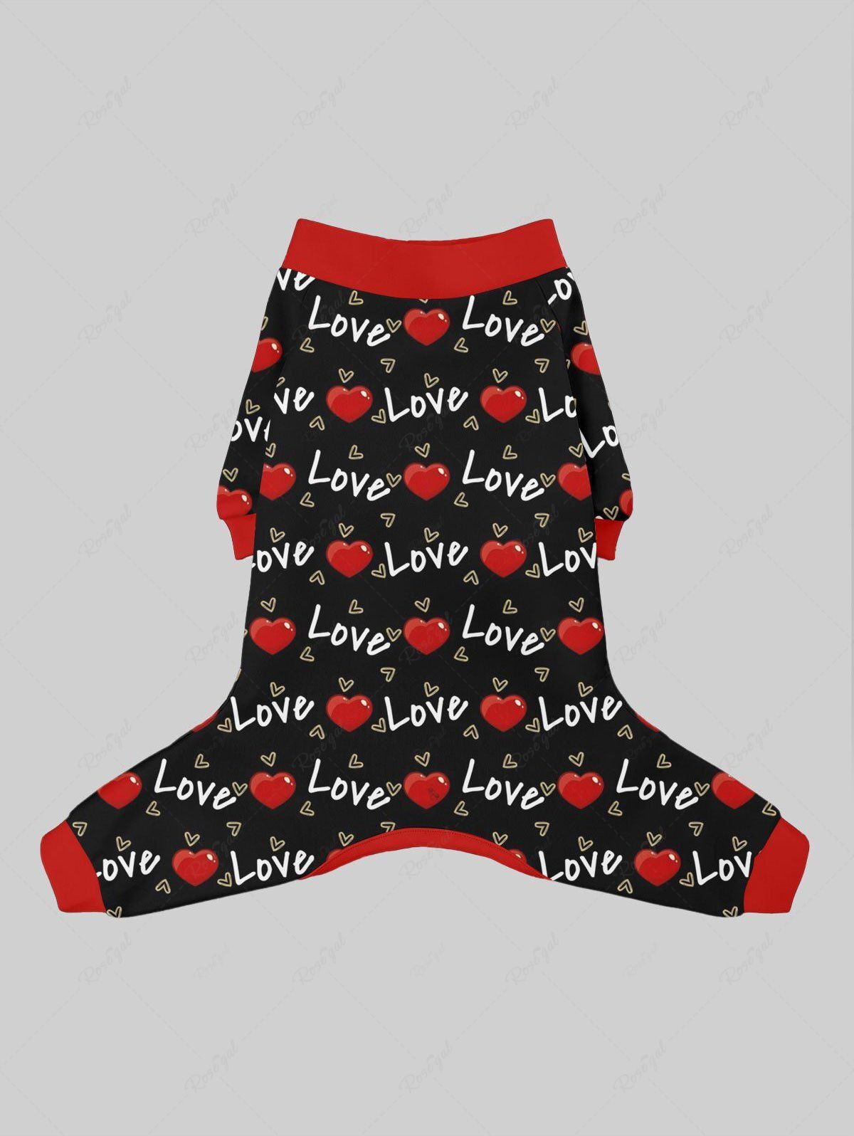 Love Letter Heart Print Button Pajama and Wide Leg Pants Dog and Owner Matching Outfits