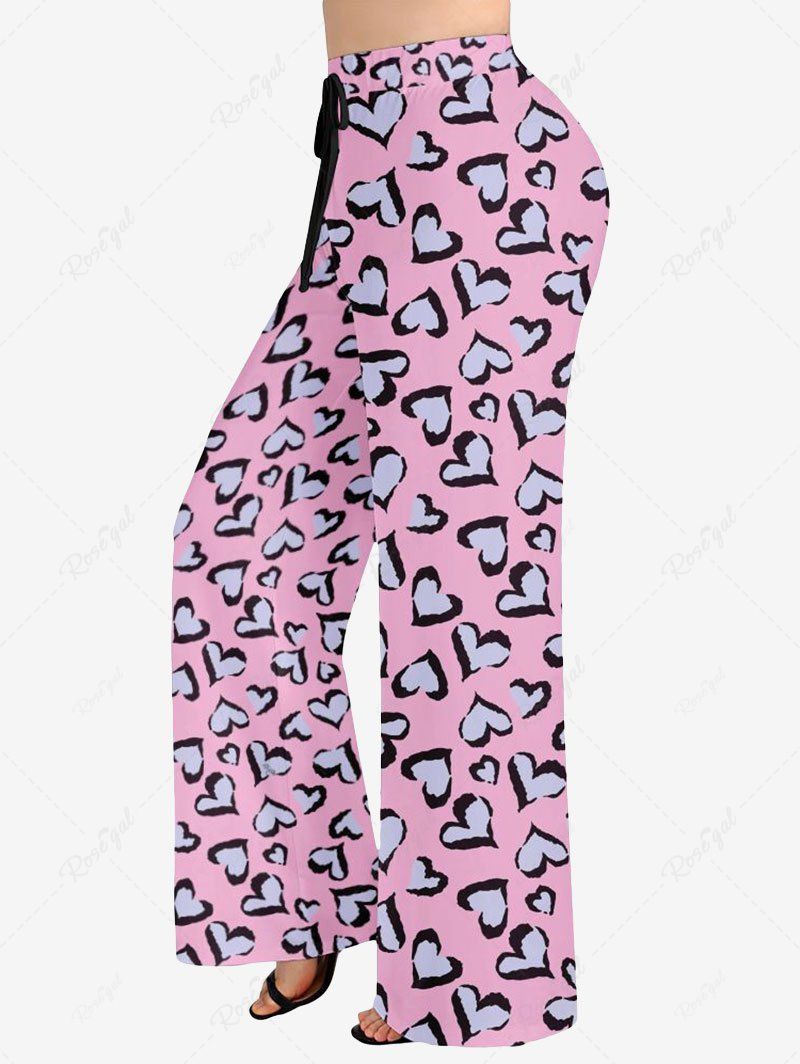 Heart Contrast Piping Printed Button Pajama and Wide Leg Pants Dog and Owner Matching Outfits