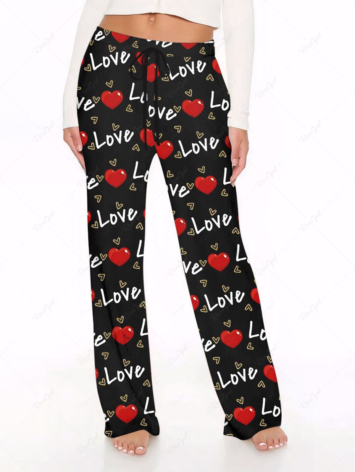 Love Letter Heart Print Button Pajama and Wide Leg Pants Dog and Owner Matching Outfits