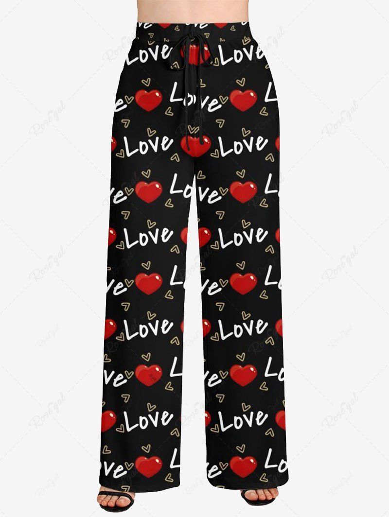 Love Letter Heart Print Button Pajama and Wide Leg Pants Dog and Owner Matching Outfits