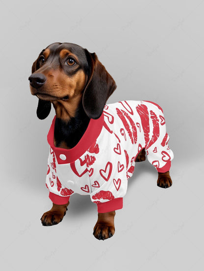 Heart Lips Print Pajama and Wide Leg Pants Dog and Owner Matching Outfits