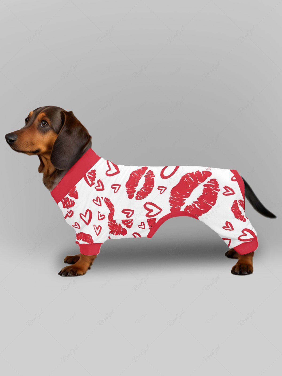 Heart Lips Print Pajama and Wide Leg Pants Dog and Owner Matching Outfits