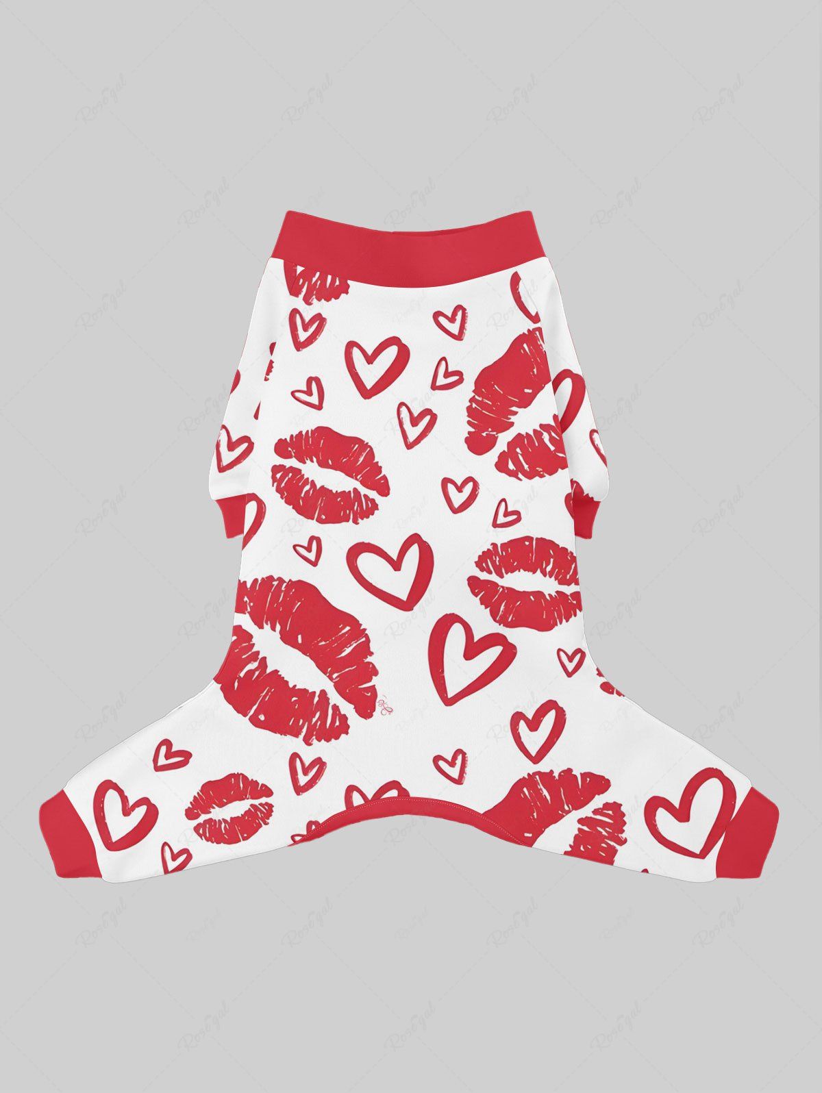 Heart Lips Print Pajama and Wide Leg Pants Dog and Owner Matching Outfits