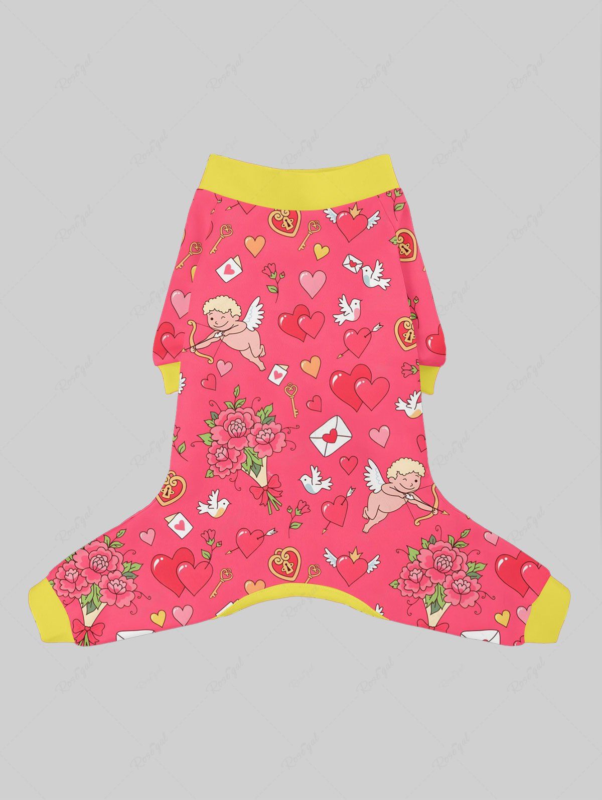 Heart Cupid Angel Flower Bowknot Print Pajama and Wide Leg Pants Dog and Owner Matching Outfits