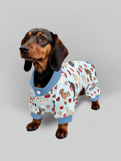 Dogs Heart Printed Pajama and Wide Leg Pants Dog and Owner Matching Outfits