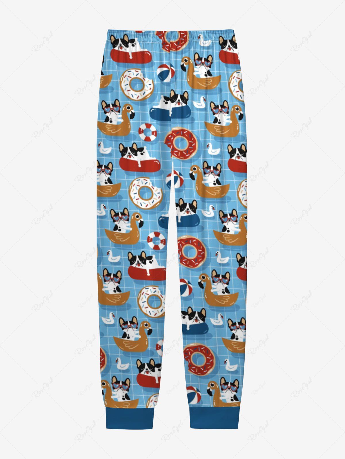 Cartoon Bathtub Swimming Ring Ball Plaid Print Pajama Pants Dog And Owner Matching Outfits