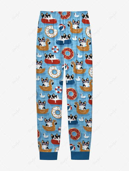 Cartoon Bathtub Swimming Ring Ball Plaid Print Pajama Pants Dog And Owner Matching Outfits