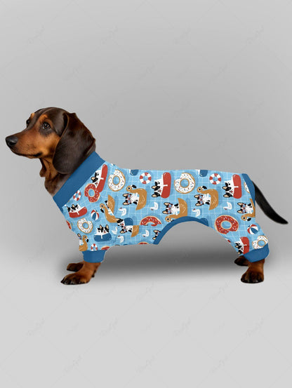 Cartoon Bathtub Swimming Ring Ball Plaid Print Pajama Pants Dog And Owner Matching Outfits