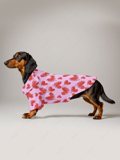 Valentine's Day Heart Print Shirt Dog And Owner Matching Outfits