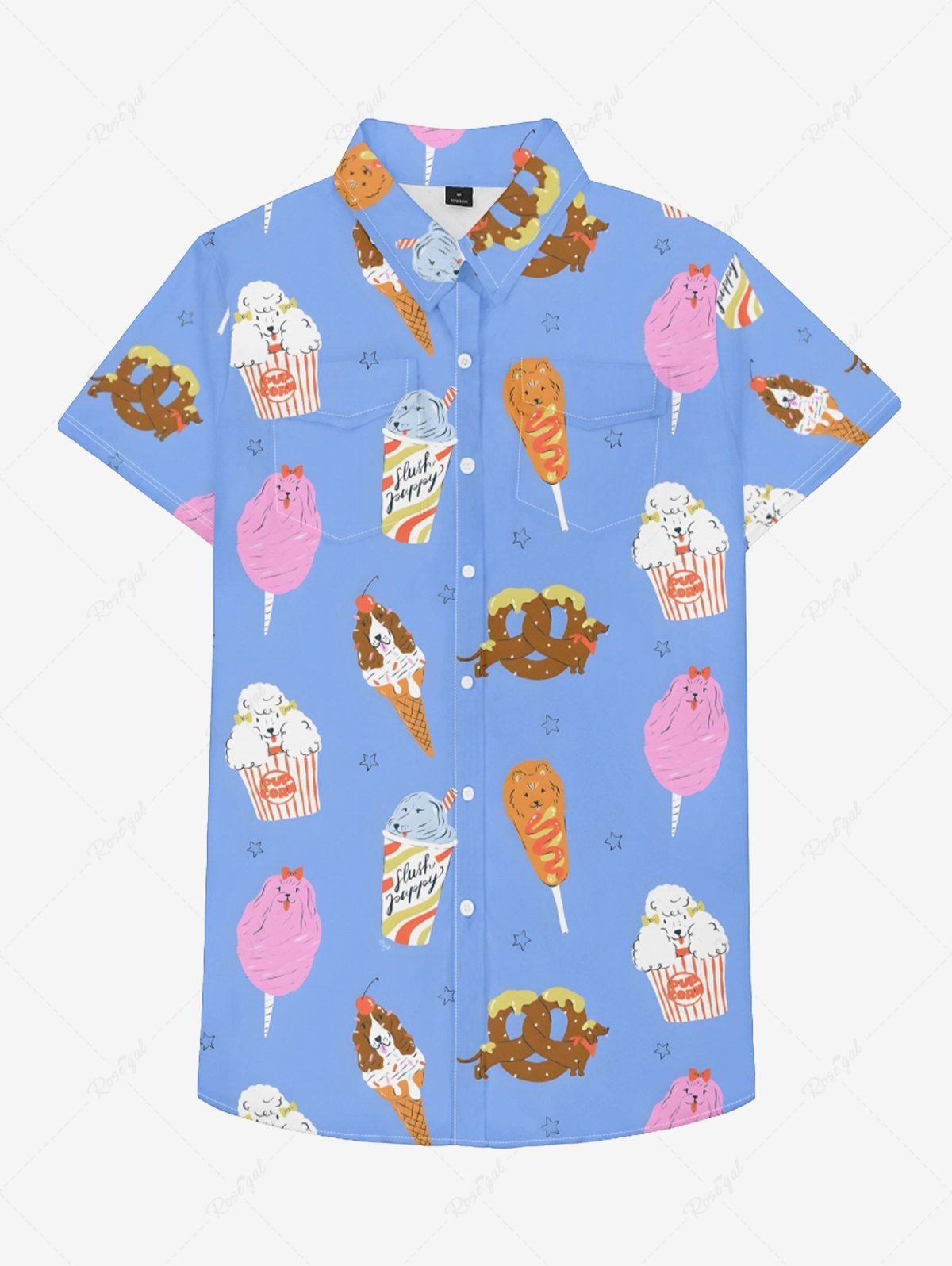 Cartoon Popcorn Ice Cream Donut Print Shirt Dog And Owner Matching Outfits