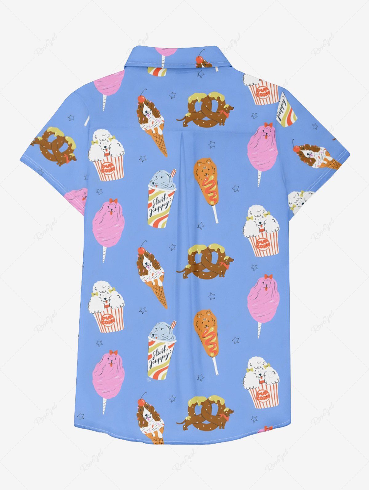 Cartoon Popcorn Ice Cream Donut Print Shirt Dog And Owner Matching Outfits