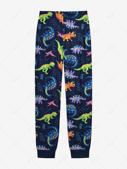 Plus Size Colorful Dinosaur Printed Pajama Pants For Men