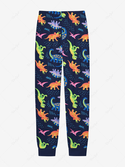 Plus Size Colorful Dinosaur Printed Pajama Pants For Men
