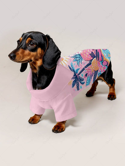 Colorful Coconut Tree Pineapple Sea Beach Letters Sun Print Hawaii Button Shirts Dog and Owner Matching Outfits