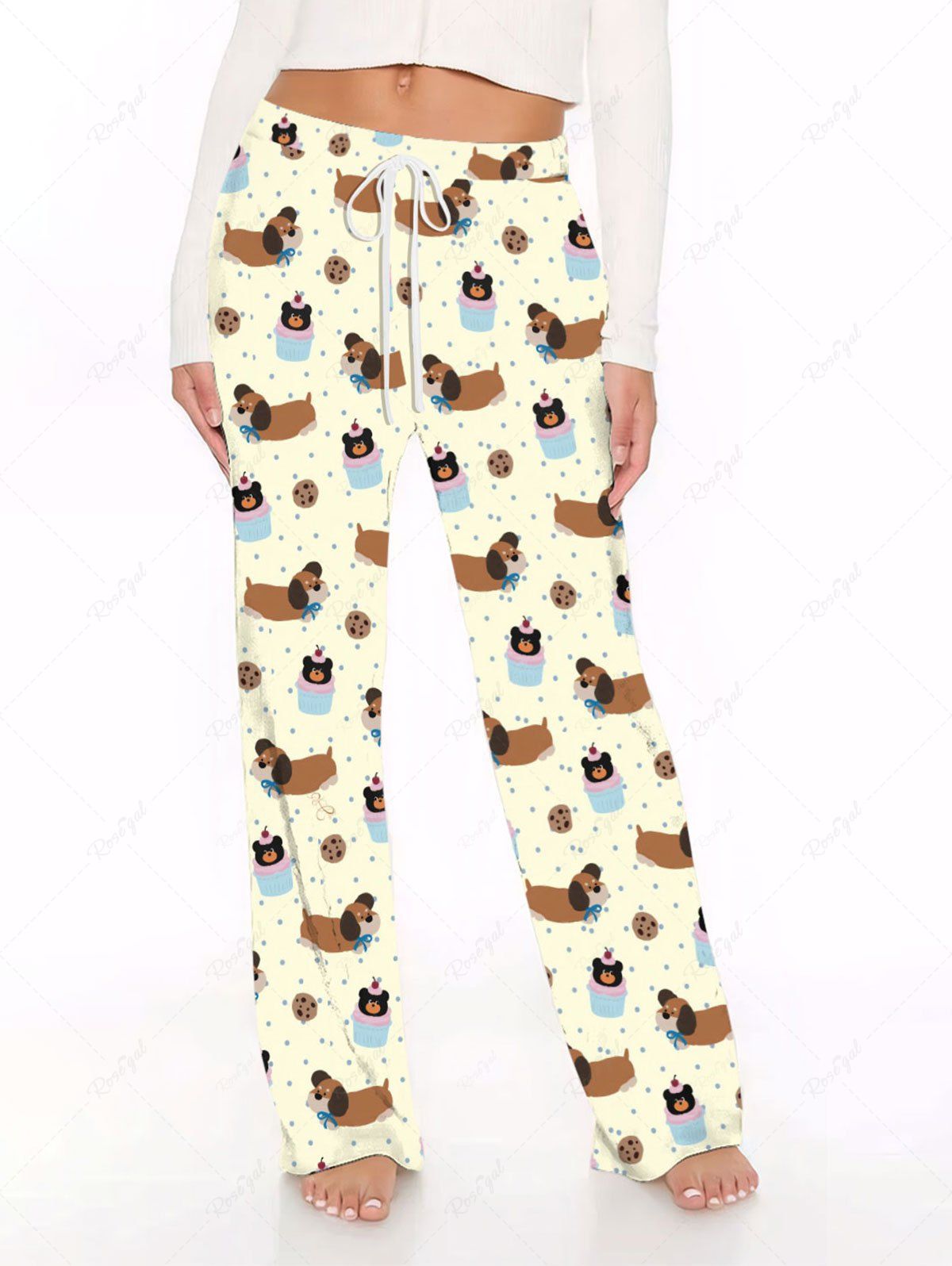 Bear Dots Print Pajama Pants Dog And Owner Matching Outfits