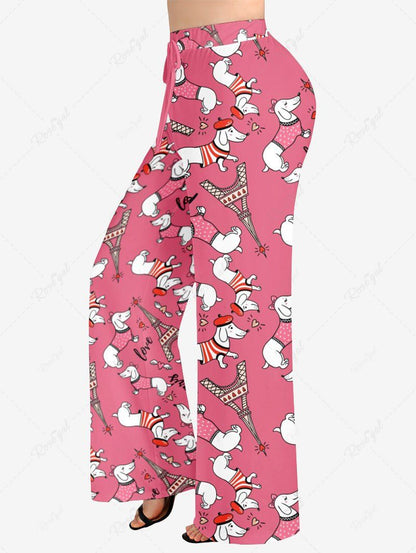 Eiffel Tower Dog Heart Print Pajama Pants Dog And Owner Matching Outfits