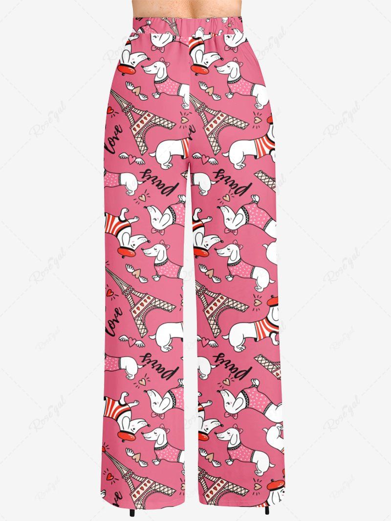 Eiffel Tower Dog Heart Print Pajama Pants Dog And Owner Matching Outfits