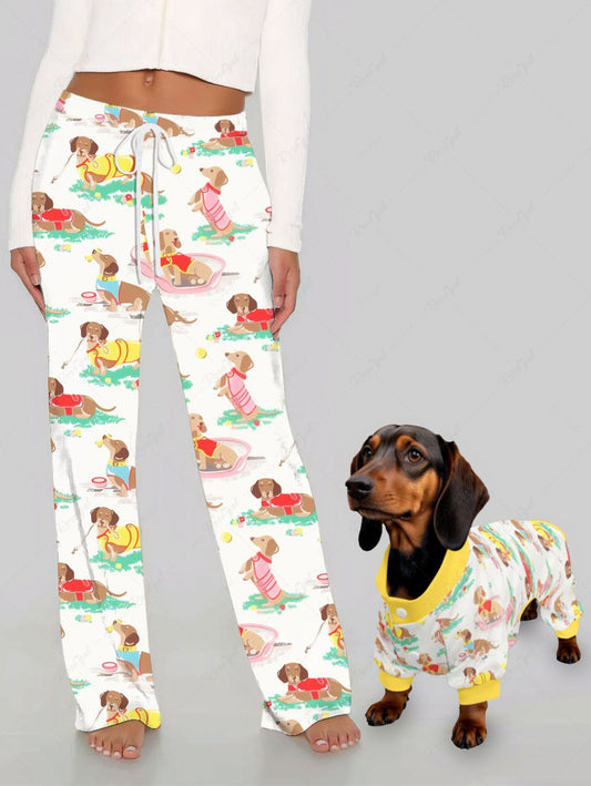 Animal Printed Pajama Pants Dog And Owner Matching Outfits