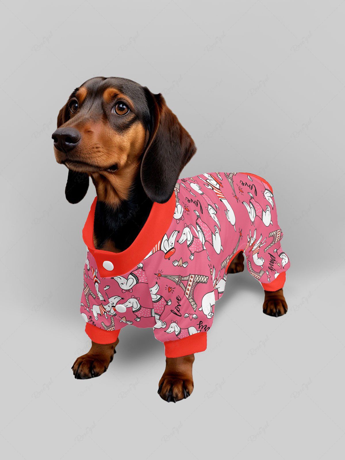 Eiffel Tower Dog Heart Print Pajama Pants Dog And Owner Matching Outfits