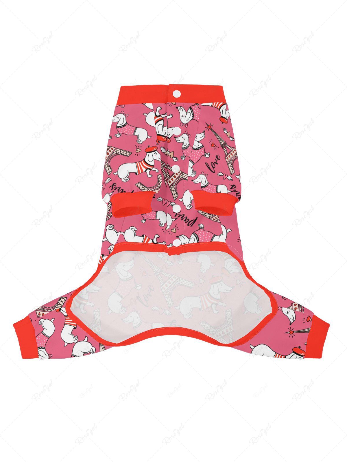 Eiffel Tower Dog Heart Print Pajama Pants Dog And Owner Matching Outfits