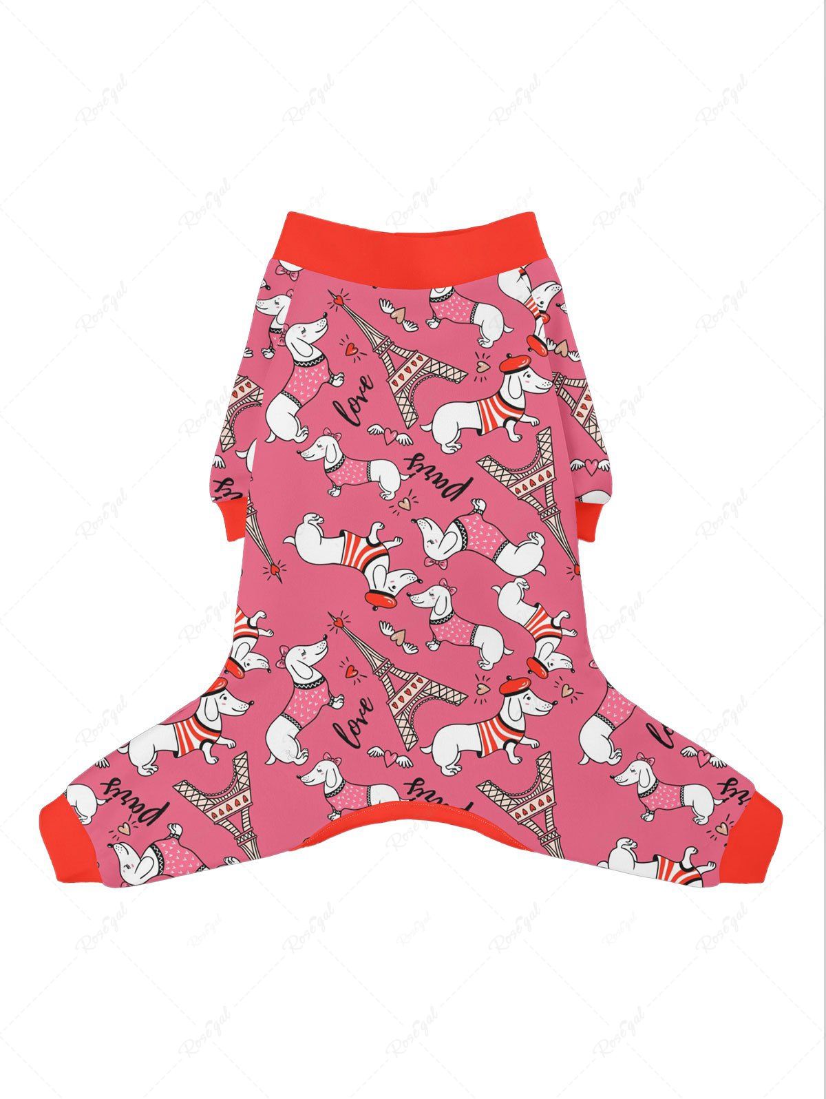 Eiffel Tower Dog Heart Print Pajama Pants Dog And Owner Matching Outfits