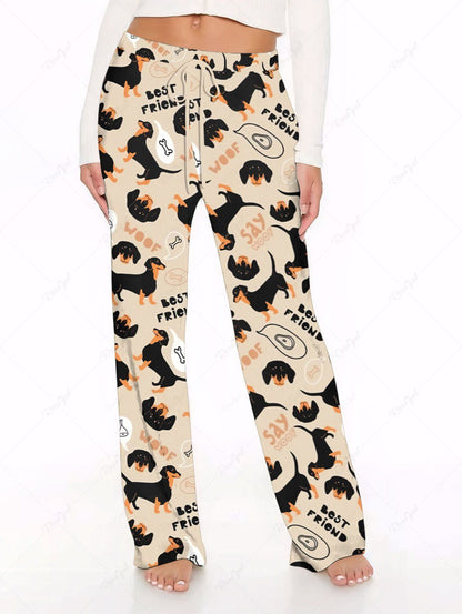 Puppy Bone Letters Print Pants Pajama Dog And Owner Matching Outfits