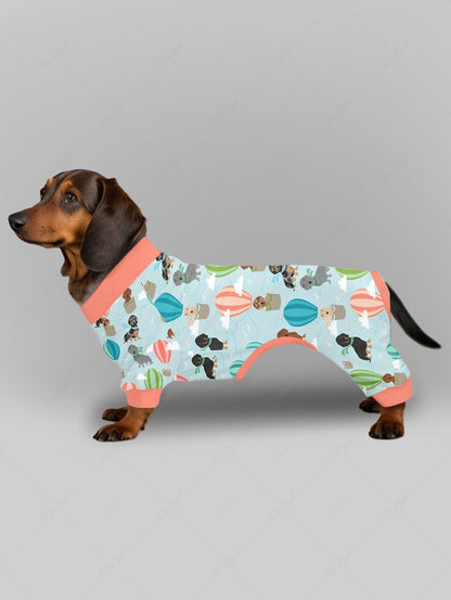 Dog Cloud Hot Air Balloon Printed Pajama and Wide Leg Pants Dog and Owner Matching Outfits