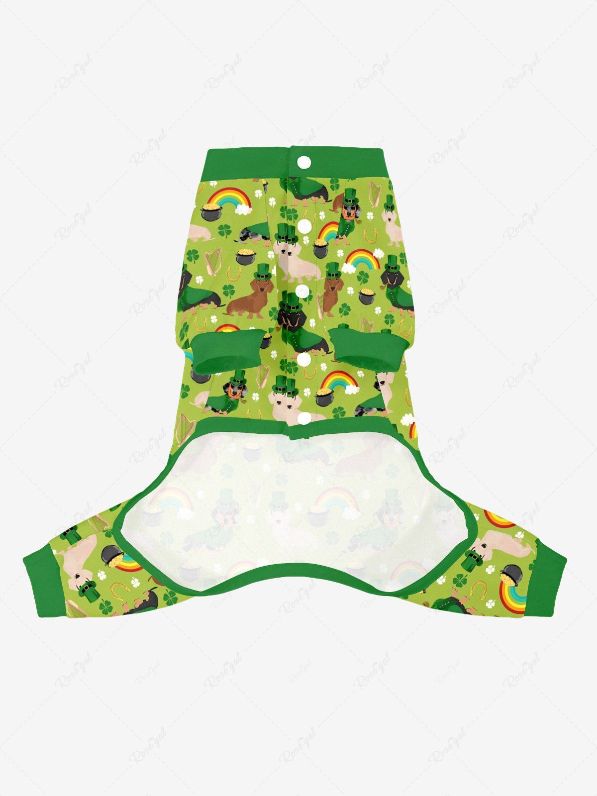 St. Patrick's Day Dog Rainbow Clover Leaf Print Pajama and Wide Leg Pants Dog and Owner Matching Outfits