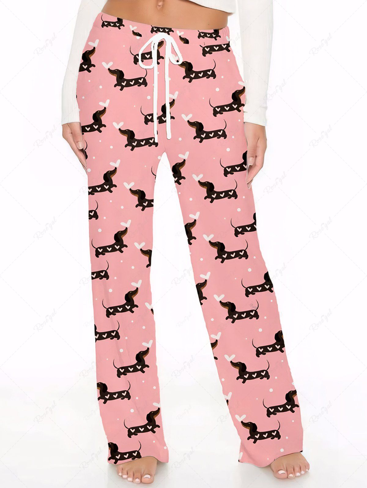 Heart Puppy Print Pants Pajama Valentines Dog And Owner Matching Outfits