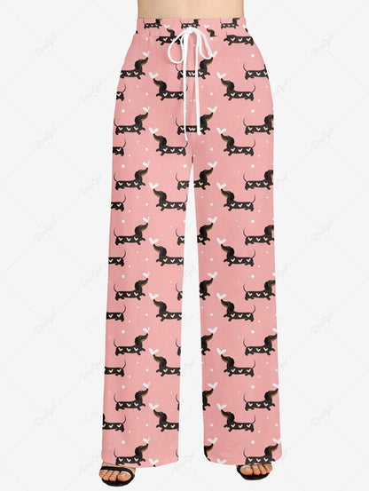 Heart Puppy Print Pants Pajama Valentines Dog And Owner Matching Outfits