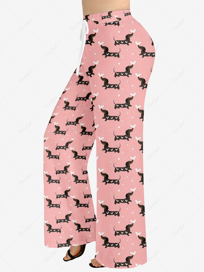 Heart Puppy Print Pants Pajama Valentines Dog And Owner Matching Outfits