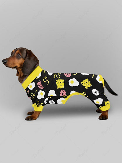 Pet's Sandwiches Donuts Eggs Print Button Pajama