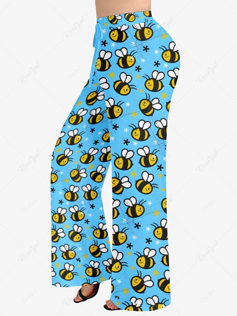 Cute Bee Floral Printed Pajama Pants Dog And Owner Matching Outfits