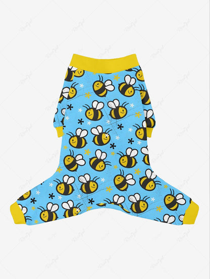 Cute Bee Floral Printed Pajama Pants Dog And Owner Matching Outfits