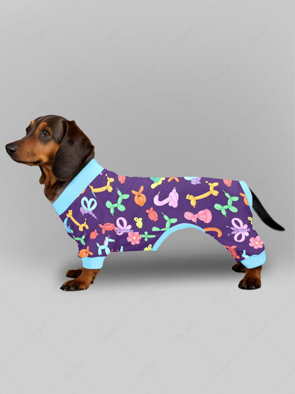Pet's Colorful Balloon Turtle Butterfly Horse Flower Monkey Dinosaur Printed Button Pajama